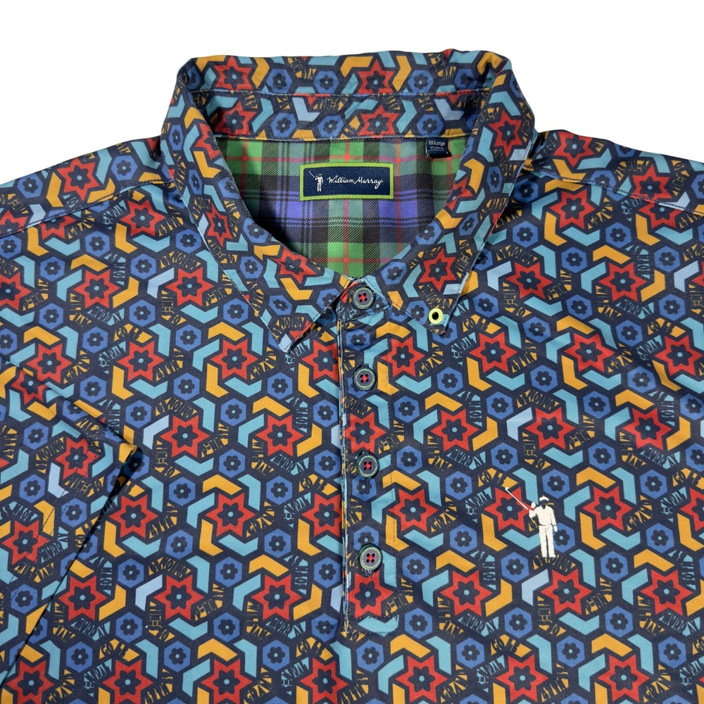 William Murray Golf Polo Mens XXL Multicolor Good Geometric Star Pattern